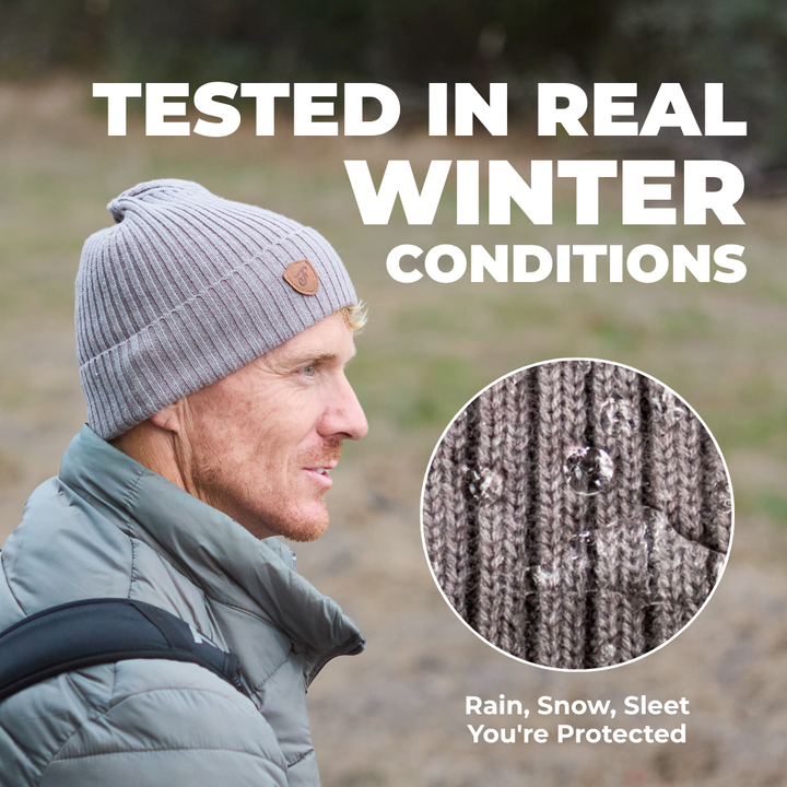 Water Resistant Wool Beanie - Grey