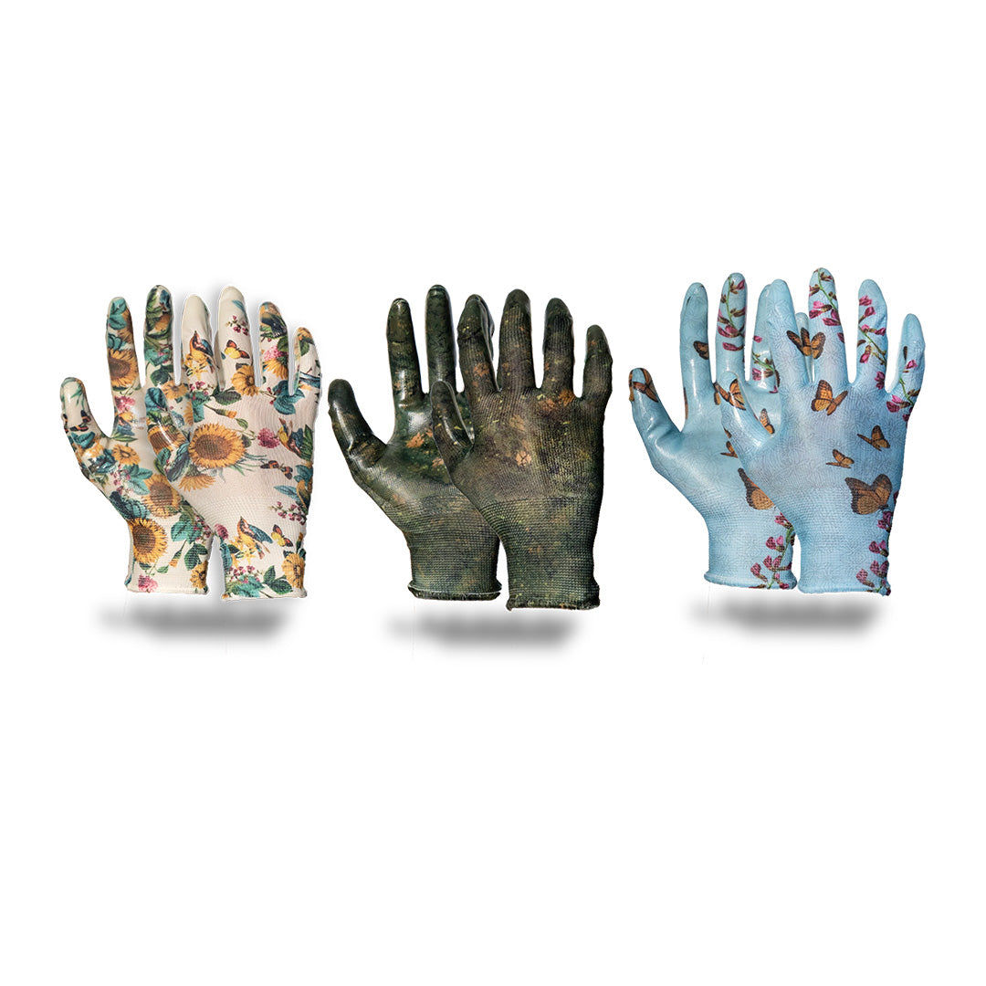 3 Pack - Mixed Nitrile Gardening Gloves