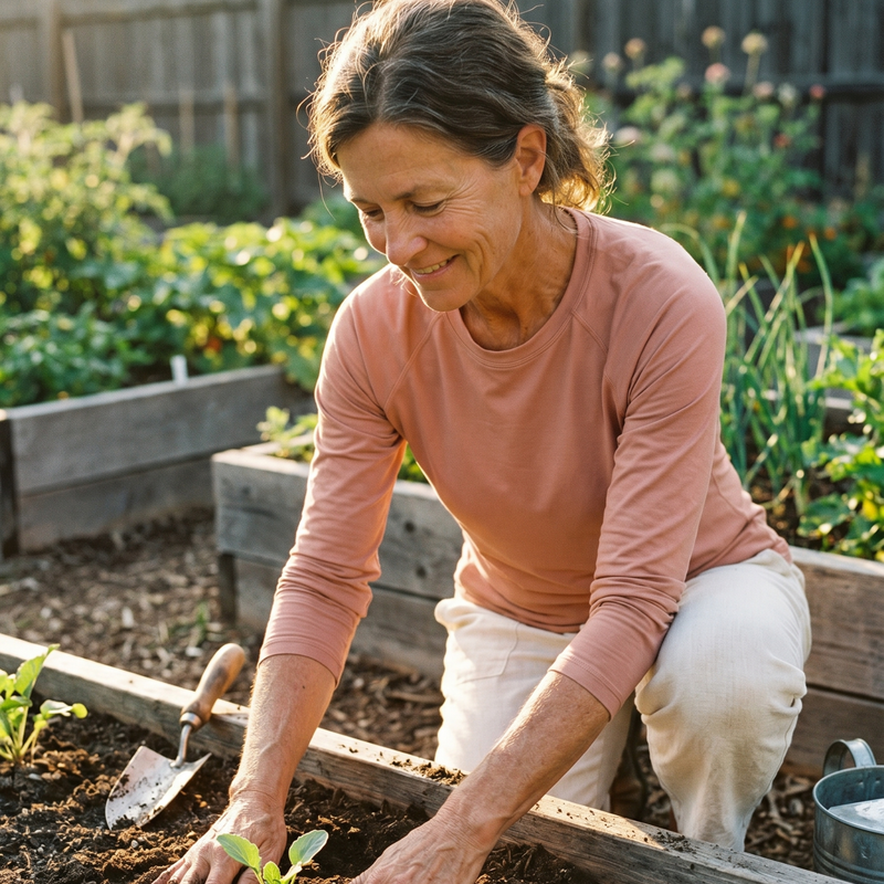 Woman gardening in a community garden