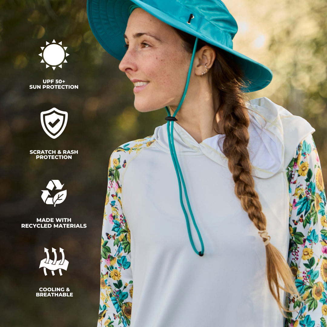 Women's UV Protection Sun Hoodie - Garden Flower