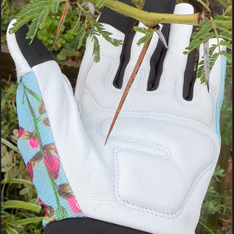 white leather gardening gloves Rugged Guard Leather Gloves