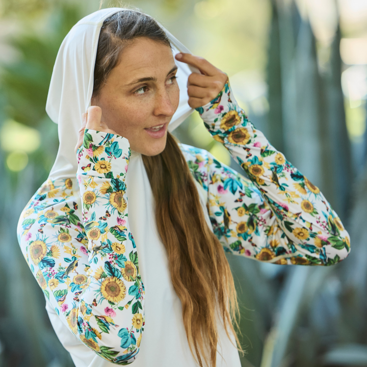 Women's UV Protection Sun Hoodie - Garden Flower