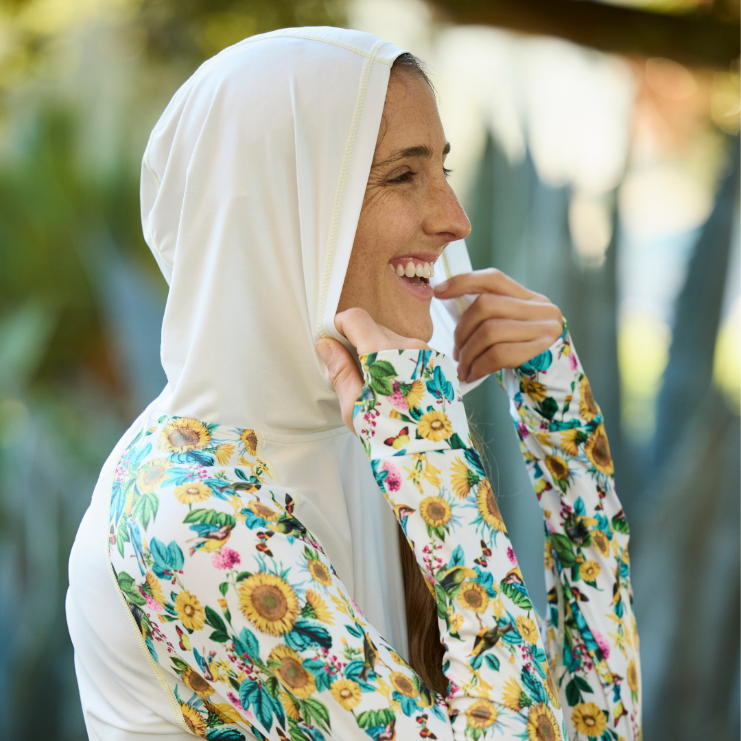 Women's UV Protection Sun Hoodie - Garden Flower