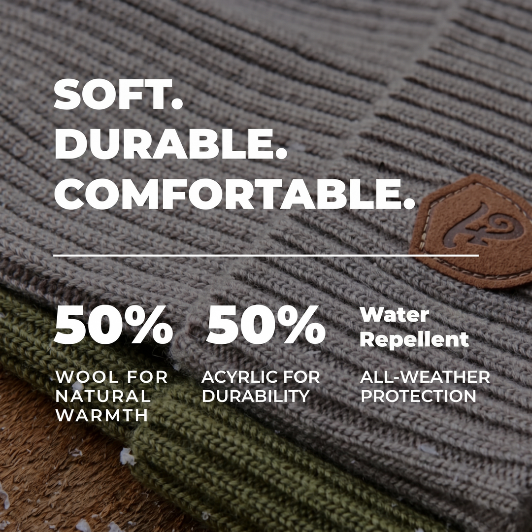 Water Resistant Wool Beanie - Moss
