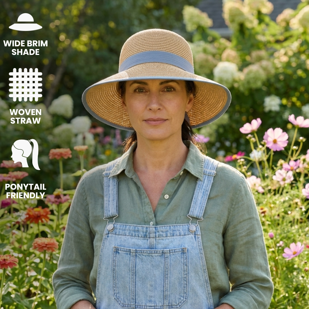 Split Back Sun Hat- Blue
