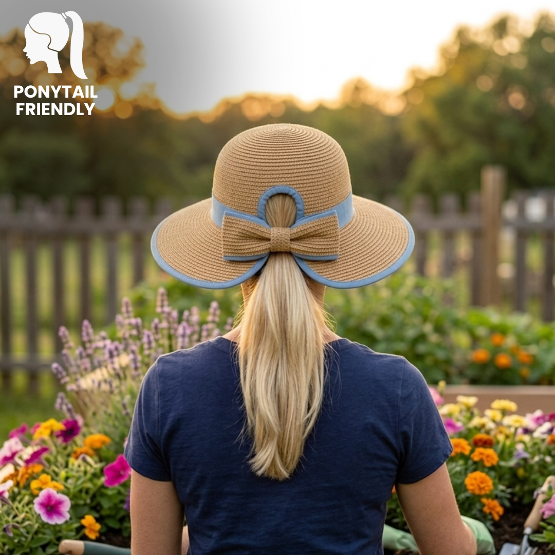 Split Back Sun Hat- Blue