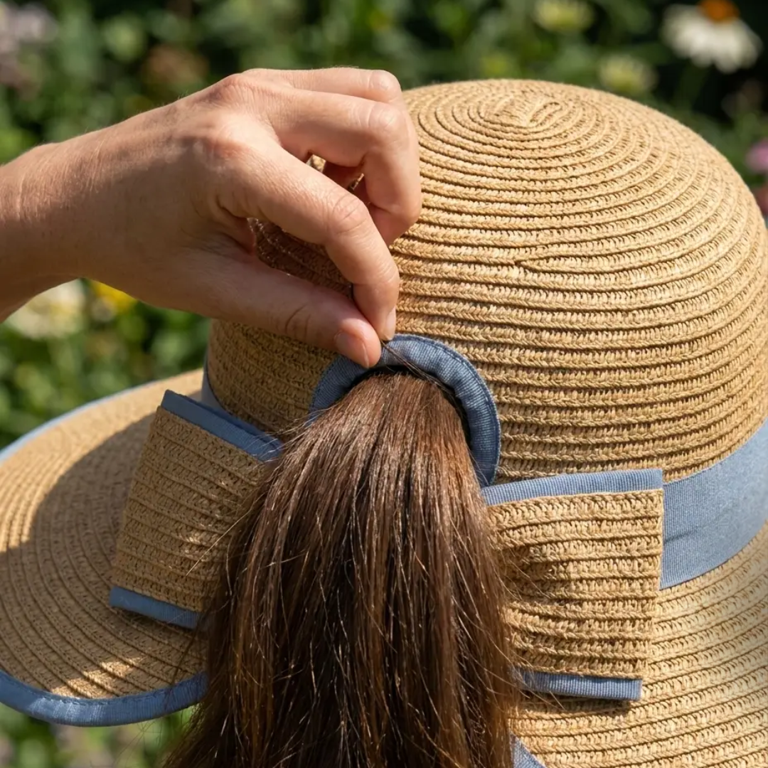 Split Back Sun Hat- Blue