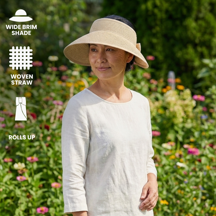 Roll-Up Straw Visor- Camel