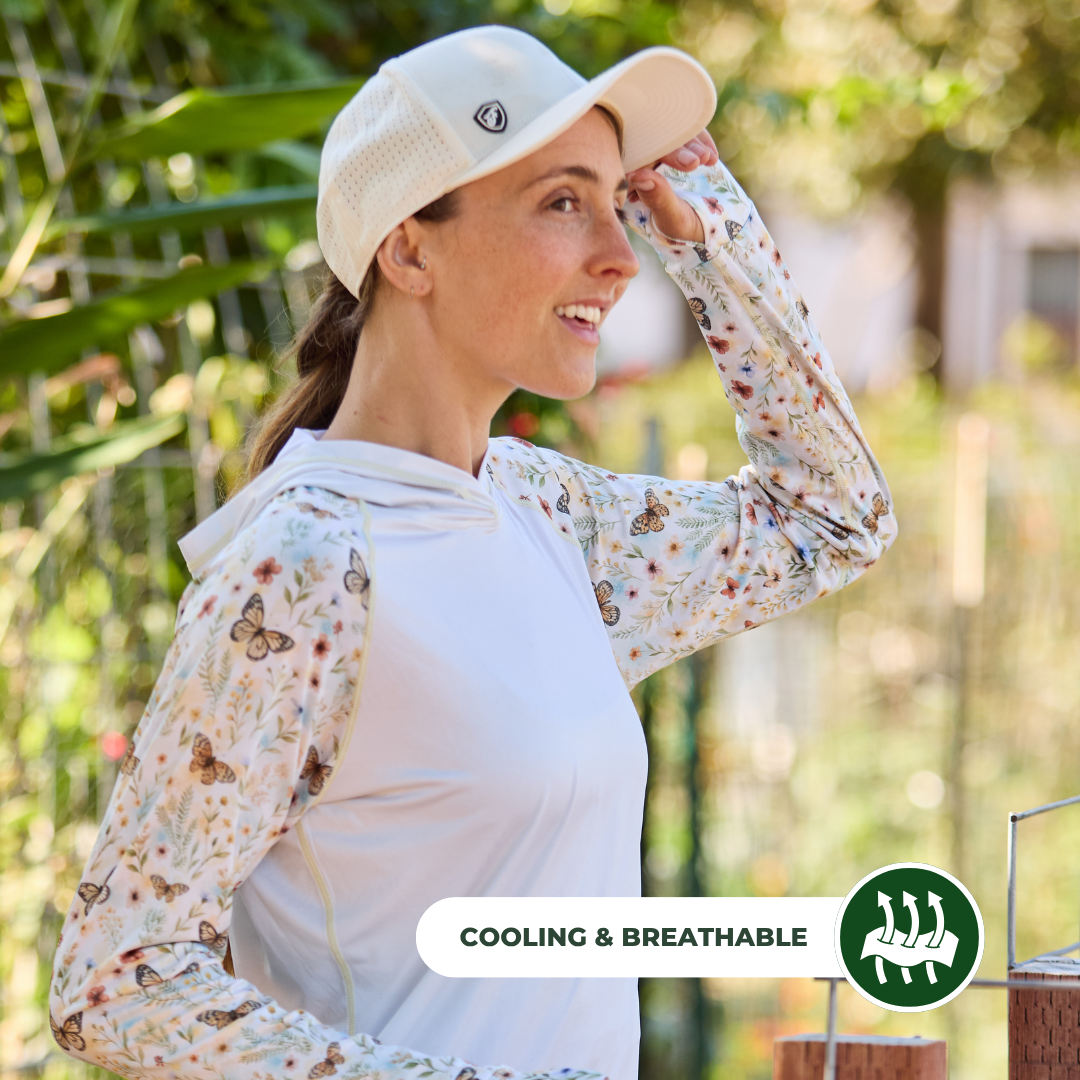 Women's UV Protection Sun Hoodie - Butterfly Fields