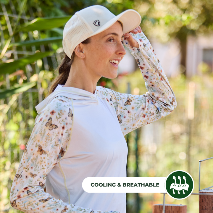 Women's UV Protection Sun Hoodie - Butterfly Fields
