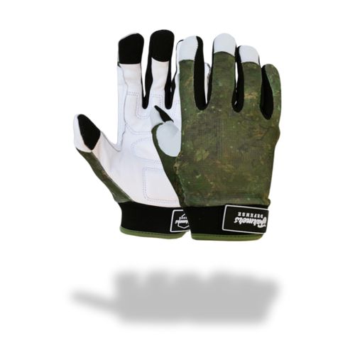 Rugged Guard Leather Gloves - Green Brush Camo