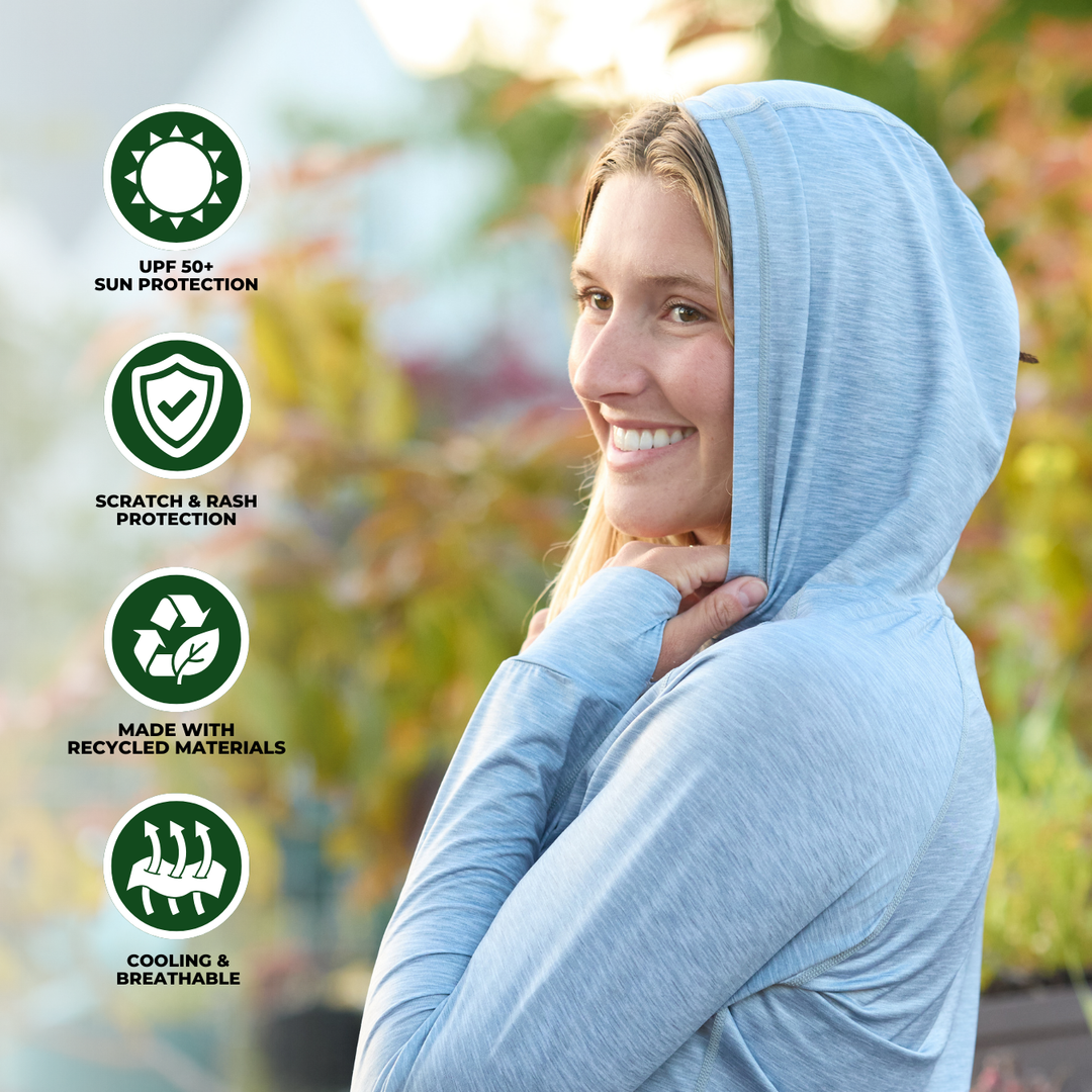 Women's UV Protection Sun Hoodie - Heather Grey
