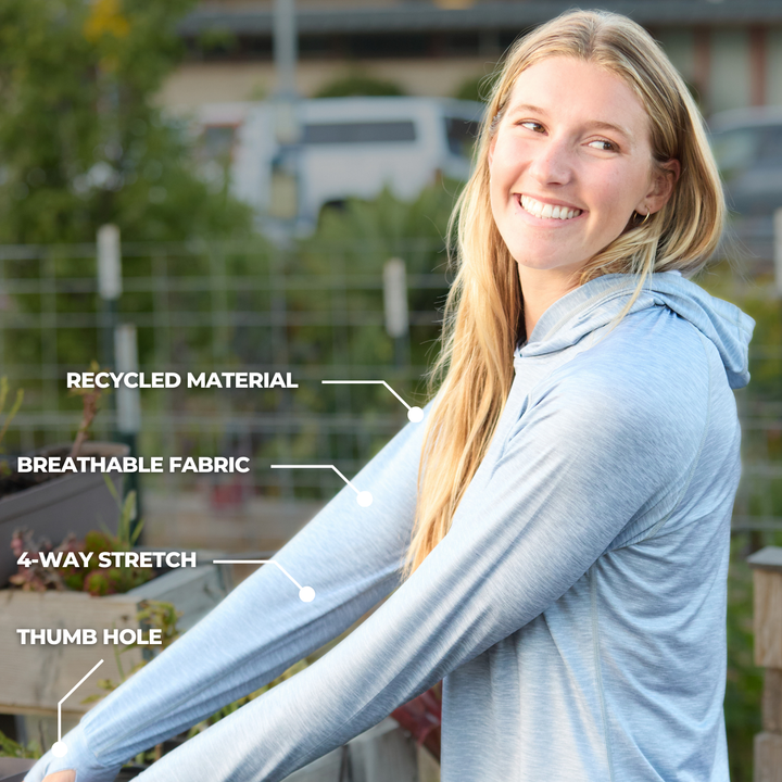 Women's UV Protection Sun Hoodie - Heather Grey
