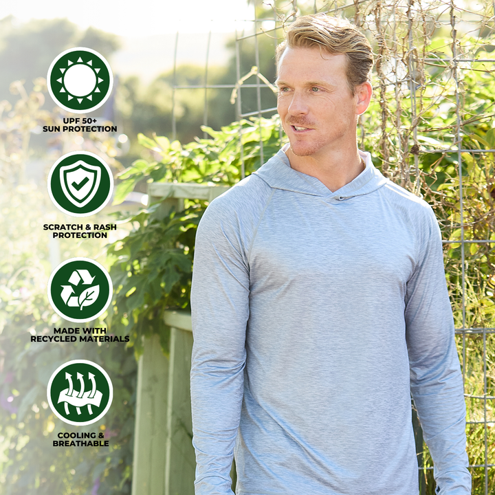 Men's UV Protection Sun Hoodie - Heather Grey