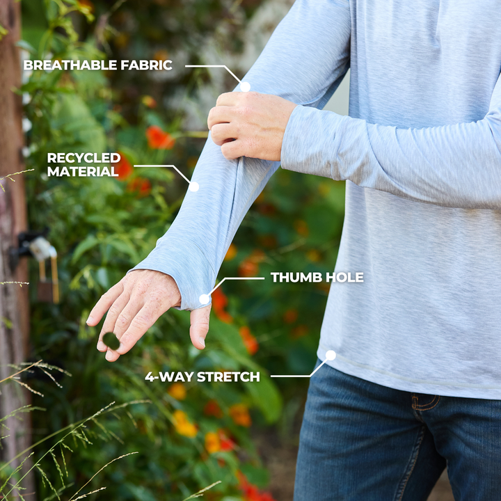 Men's UV Protection Sun Hoodie - Heather Grey