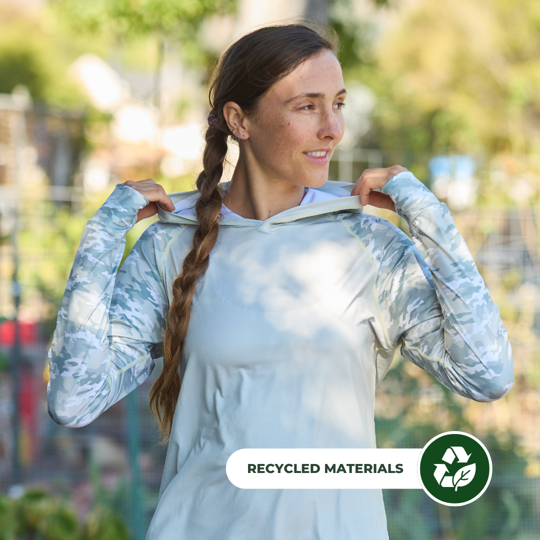 Women's UV Protection Sun Hoodie - Light Green Camo