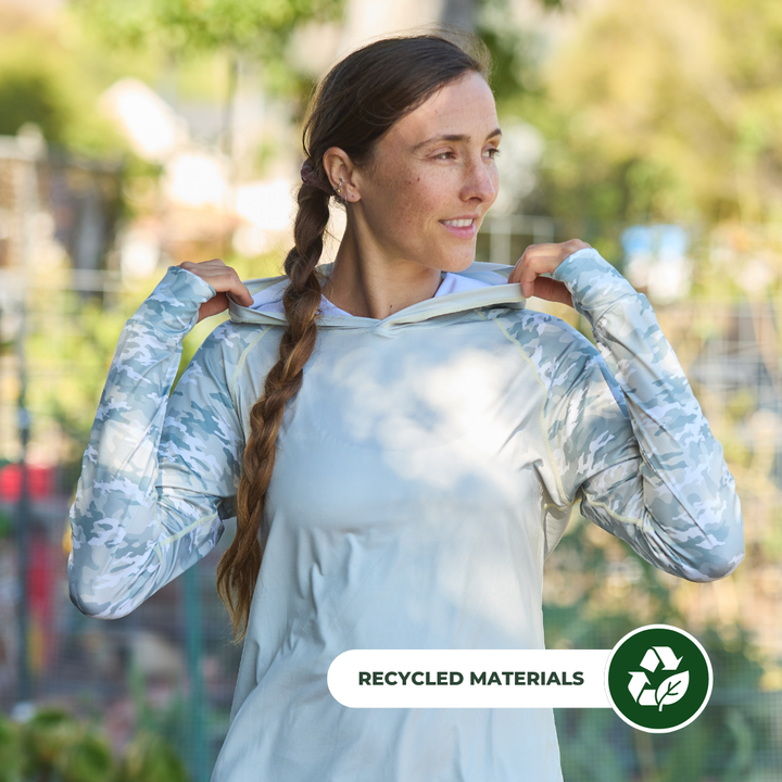 Women's UV Protection Sun Hoodie - Light Green Camo