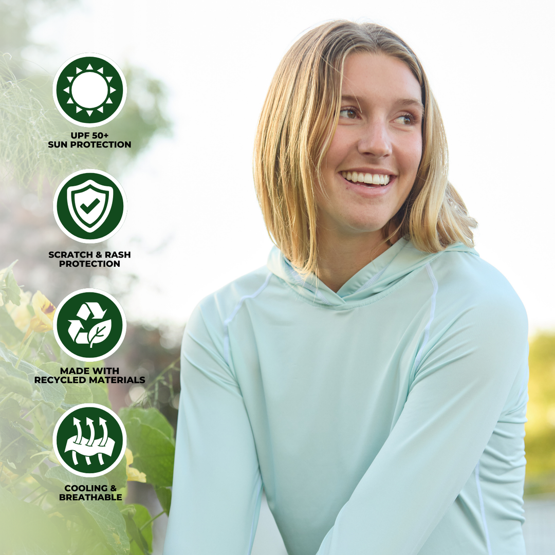 Women's UV Protection Sun Hoodie - Light Cyan