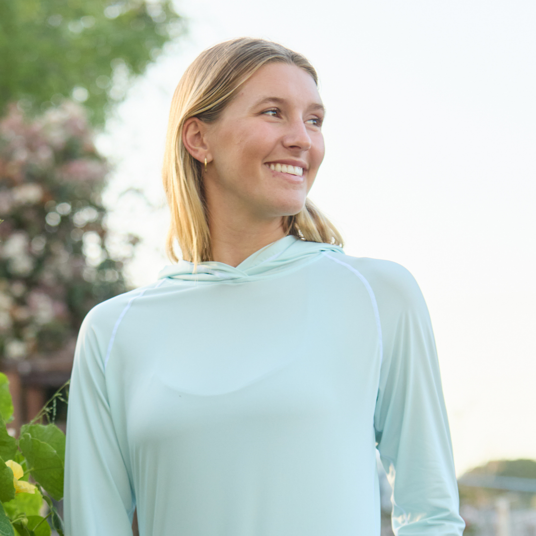 Women's UV Protection Sun Hoodie - Light Cyan