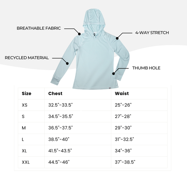 Women's UV Protection Sun Hoodie - Light Cyan