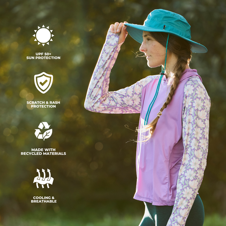 Women's UV Protection Sun Hoodie - Painted Peony Pink