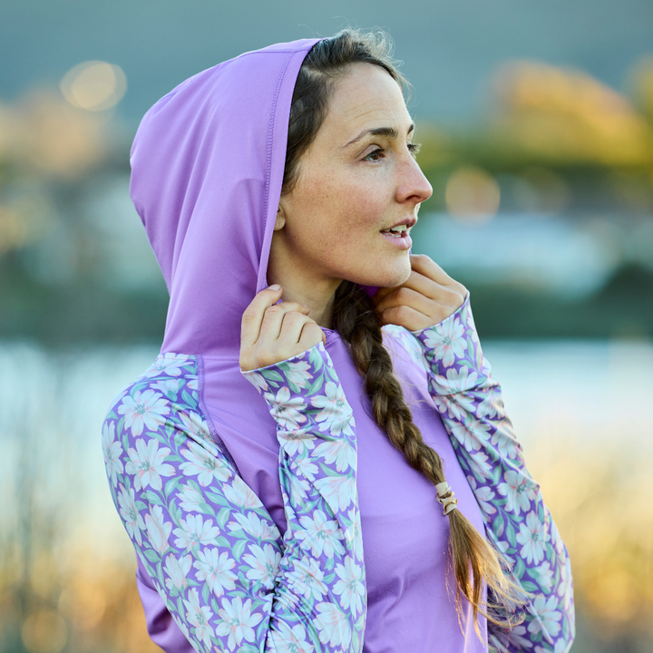 Women's UV Protection Sun Hoodie - Painted Peony Pink