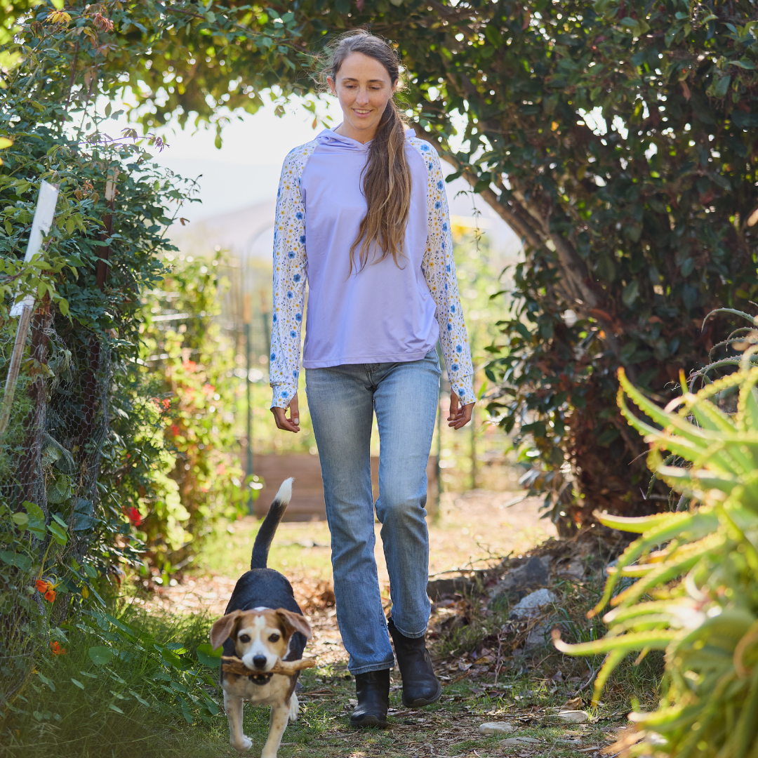Women's UV Protection Sun Hoodie - Pressed Flowers