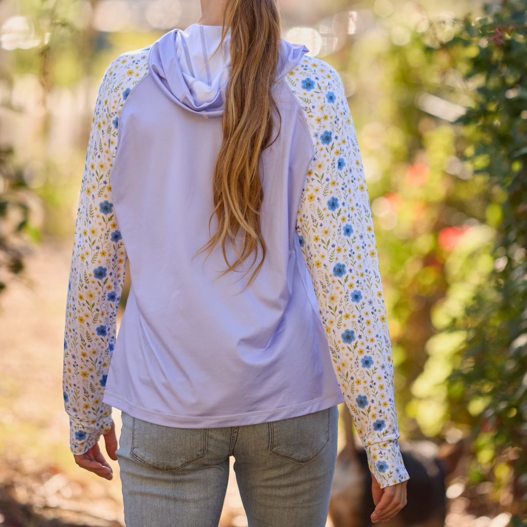 Women's UV Protection Sun Hoodie - Pressed Flowers