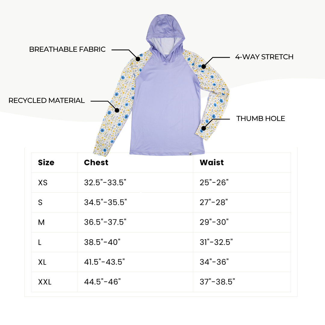 Women's UV Protection Sun Hoodie - Pressed Flowers