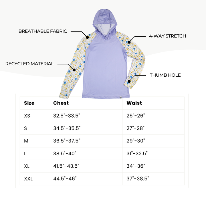 Women's UV Protection Sun Hoodie - Pressed Flowers