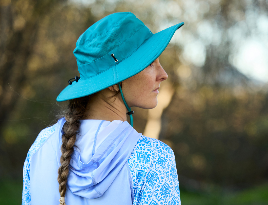 Women's UV Protection Sun Hoodie - Royal Blue Damask