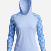 Women's UV Protection Sun Hoodie - Royal Blue Damask