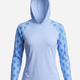 Women's UV Protection Sun Hoodie - Royal Blue Damask