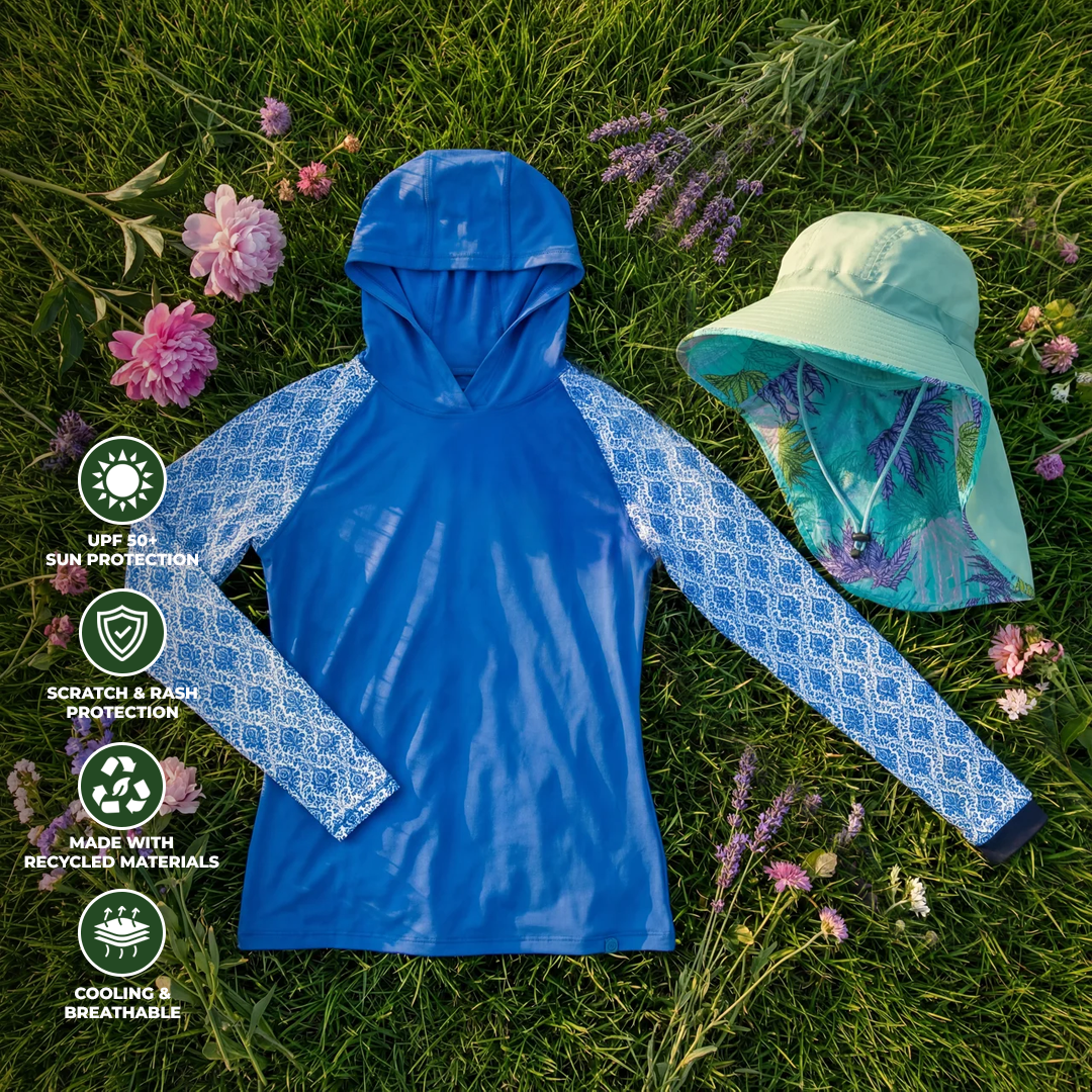 The Sun Duo - UV Sun Hoodie , Sun Hat - 15% Off