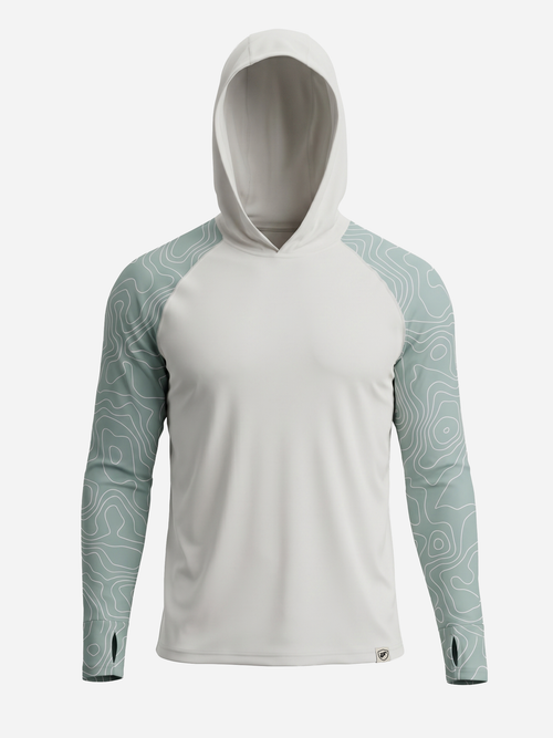 Men's UV Protection Sun Hoodie - Topo Map