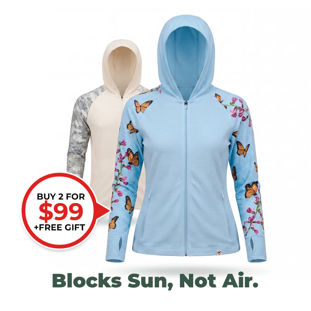 Buy 2 UV Zip Hoodies, Get a FREE Sun Hat