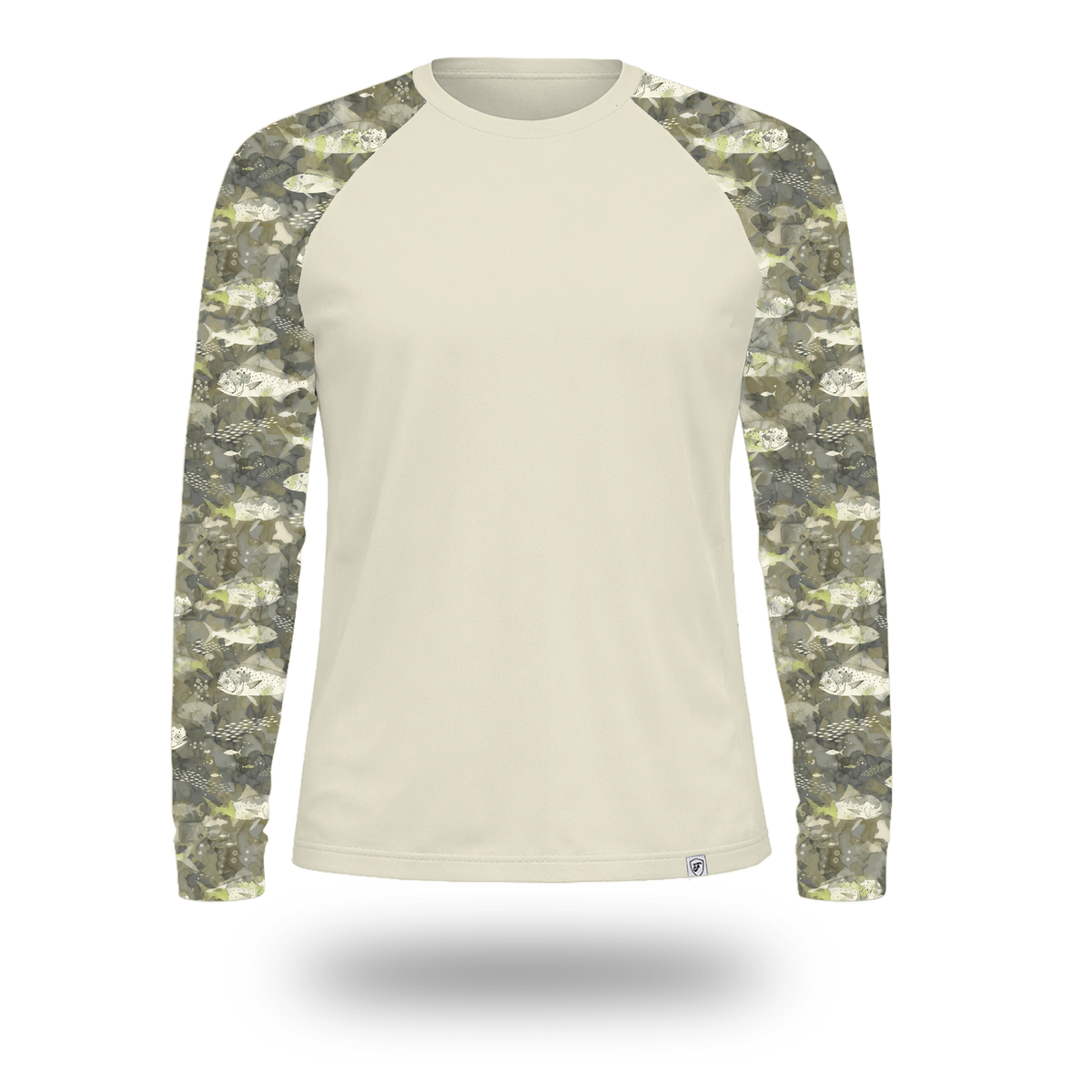 Long-sleeve UV shirt with fish camouflage sleeves