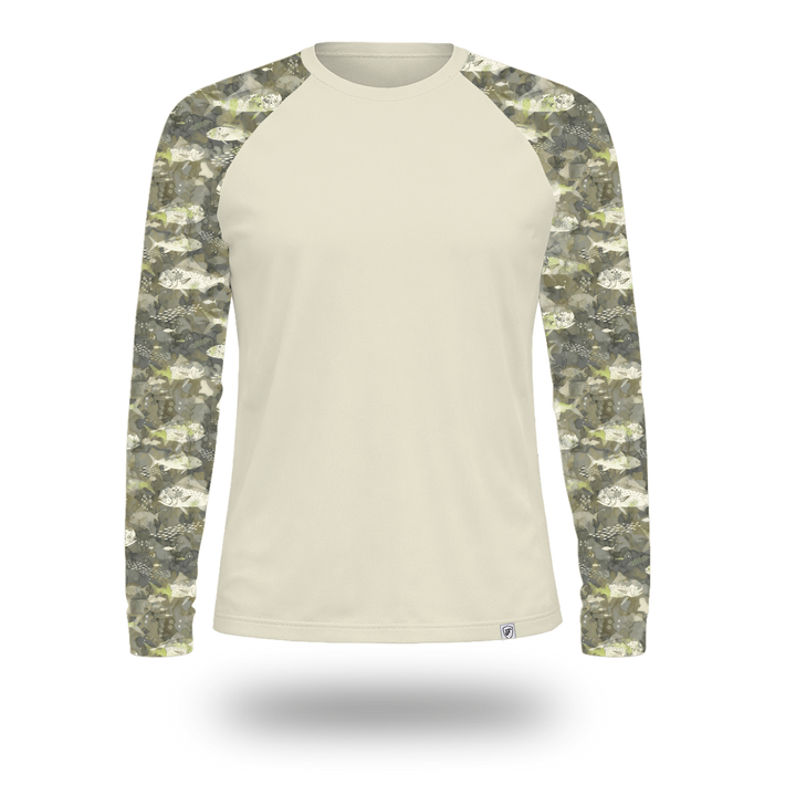 Long-sleeve UV shirt with fish camouflage sleeves