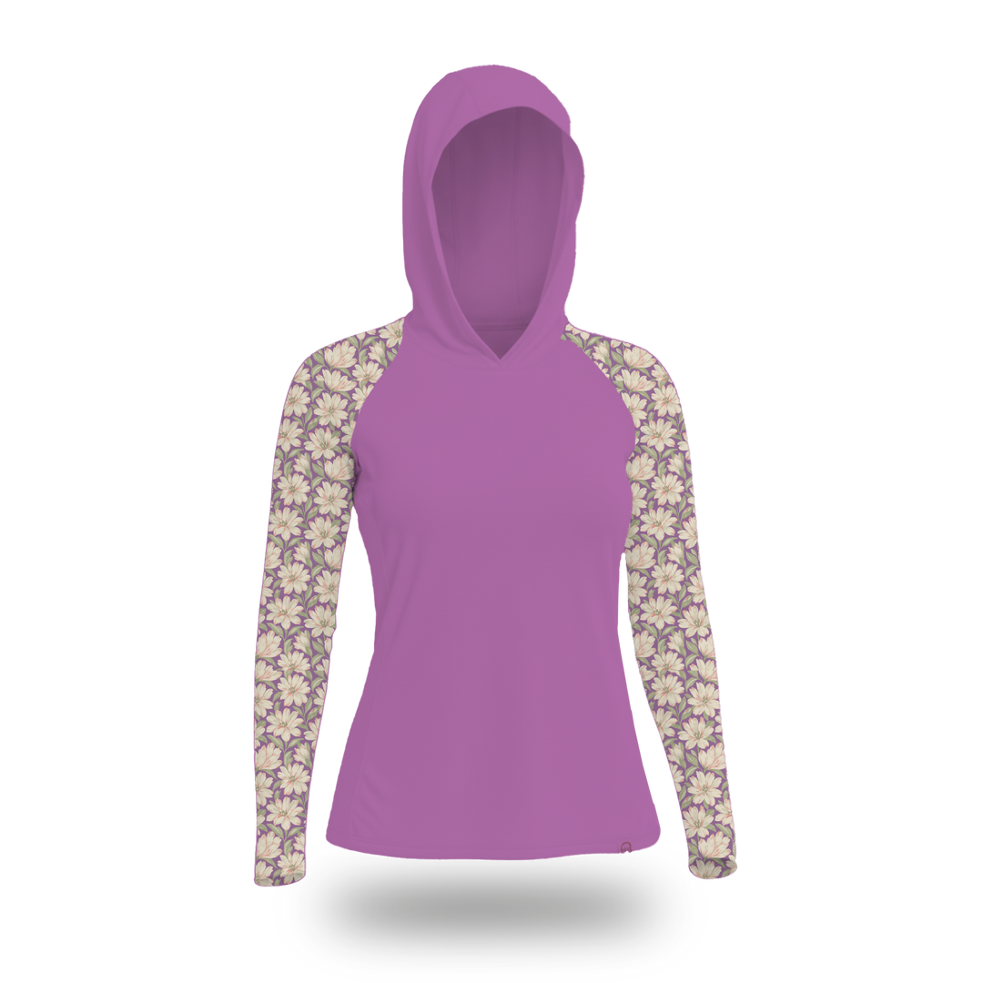 Women's UV Protection Sun Hoodie - Painted Peony Pink