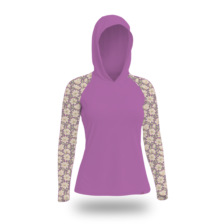 Women's UV Protection Sun Hoodie - Painted Peony Pink