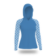Women's UV Protection Sun Hoodie - Royal Blue Damask