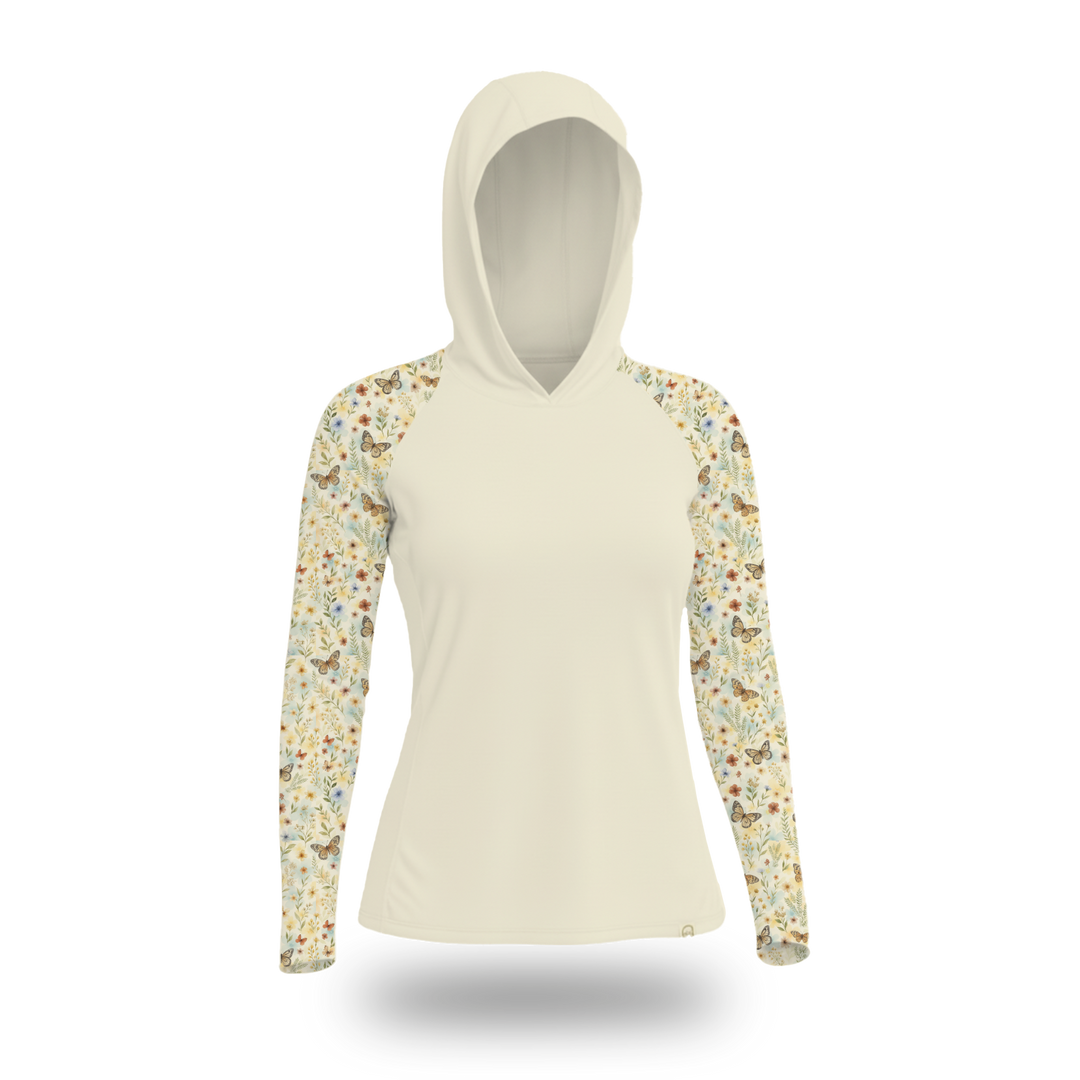 Women's UV Protection Sun Hoodie - Butterfly Fields