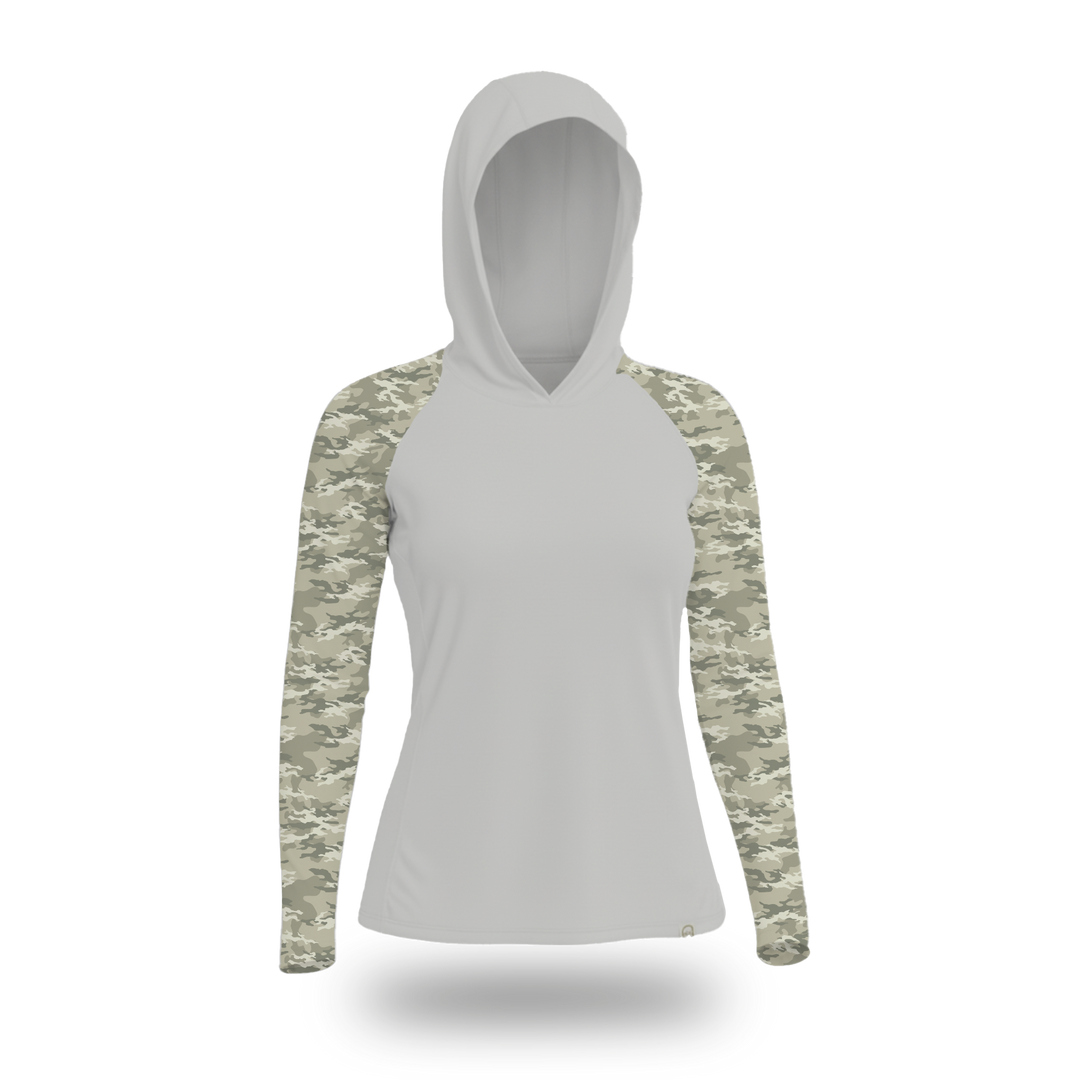 Women's UV Protection Sun Hoodie - Light Green Camo