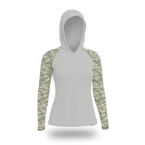 Women's UV Protection Sun Hoodie - Light Green Camo