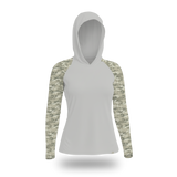Women's UV Protection Sun Hoodie - Light Green Camo