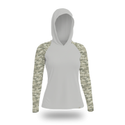 Women's UV Protection Sun Hoodie - Light Green Camo