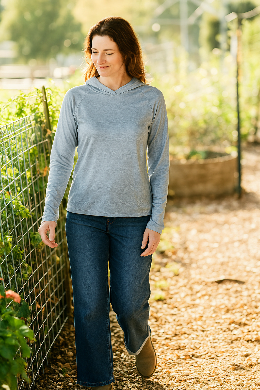 Women's UV Protection Sun Hoodie - Heather Grey