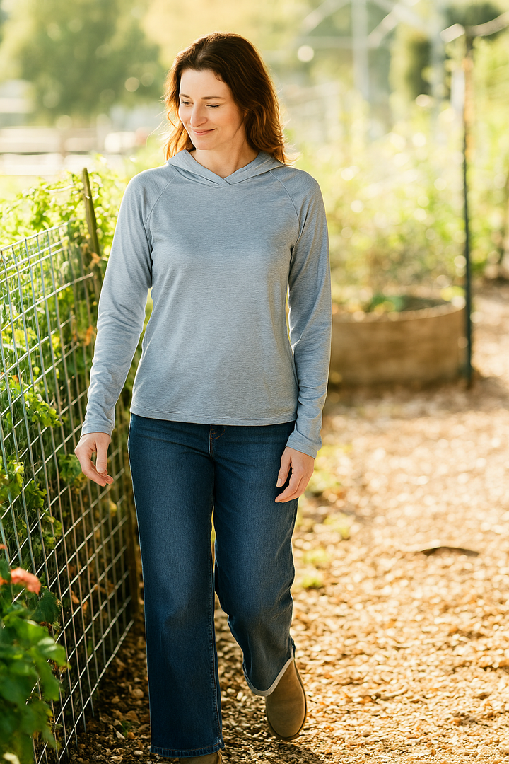 Women's UV Protection Sun Hoodie - Heather Grey