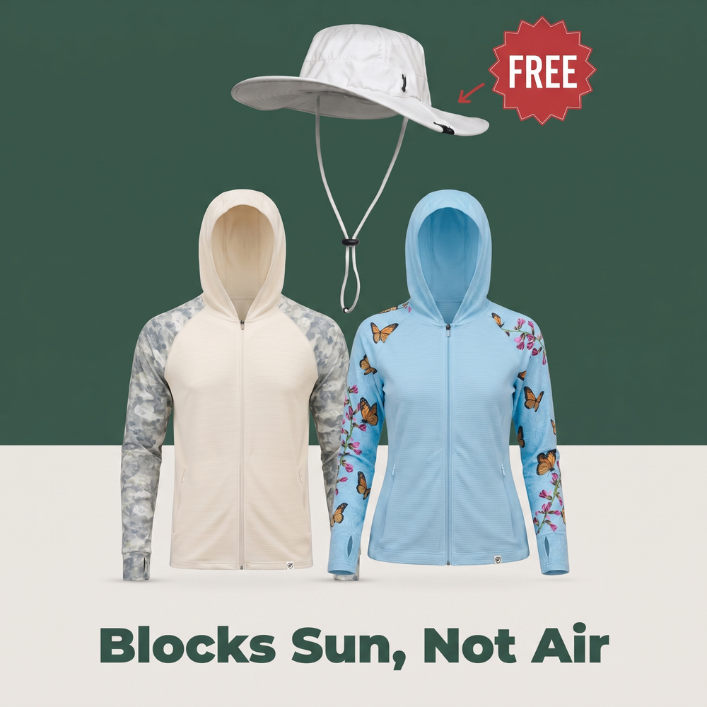 Buy 2 UV Zip Hoodies, Get a FREE Sun Hat