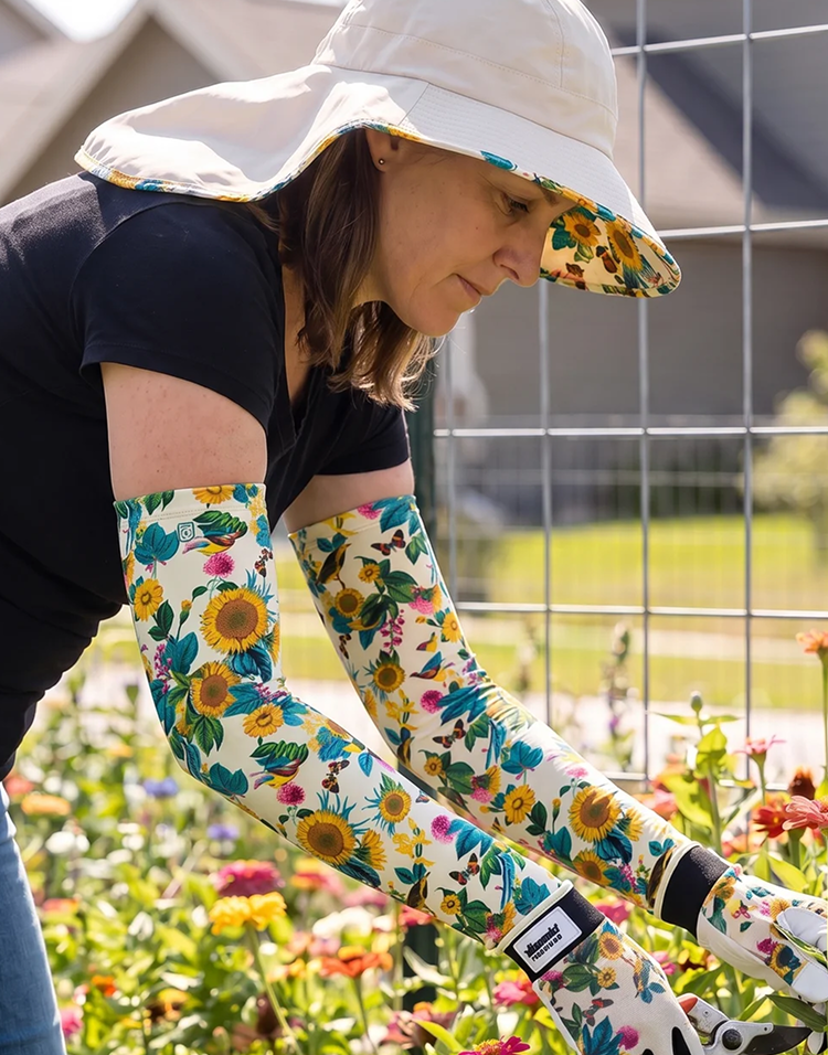 Gardener wearing protective gardening clothing